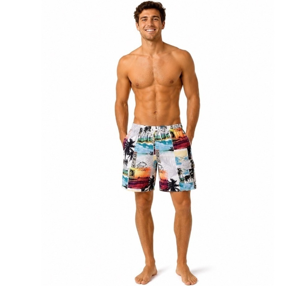 Croft & Barrow Mens Tropical Postcard Palm Tree Swim Trunks Multicolor Medium
